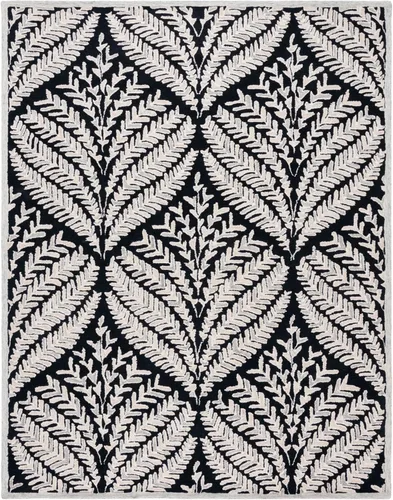 Vista 2 de SAFAVIEH Capri Collection - Alfombra de área de 9 x 12 pies, color negro y marfil, lana hecha a mano, ideal para zonas de alto tráfico en sala