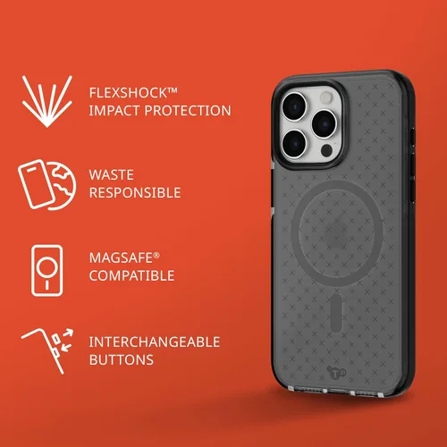 Vista 3 de Tech21 Evo Check - Funda para iPhone 15 Pro Max, compatible con MagSafe, funda de protección contra impactos, color ahumado/negro
