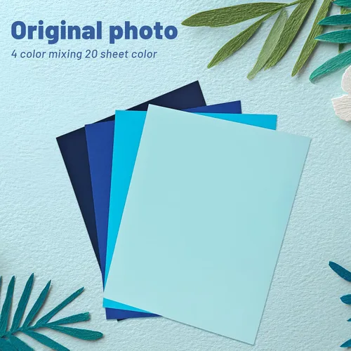 Vista 2 de 80 hojas de cartulina azul de 8.5 x 11 pulgadas, 4 tarjetas de colores azules surtidos de papel de impresora de 65 lb/180 gsm, manualidades Serie