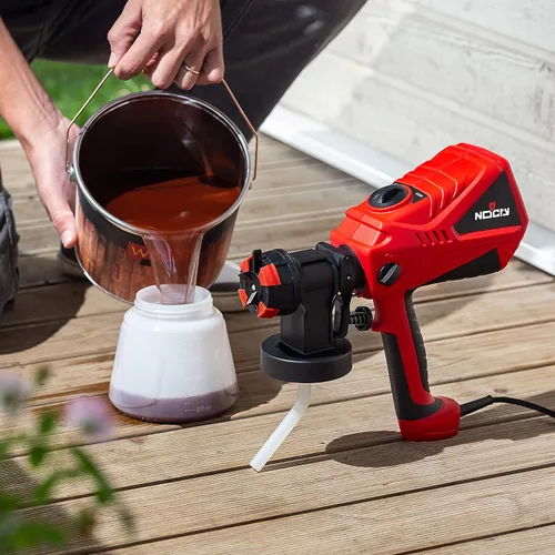 Vista 3 de NoCry HVLP Pistola pulverizadora de pintura eléctrica – Pistola de pintura de 40.6 fl oz/min o rociador de manchas con flujo de aire ajustable