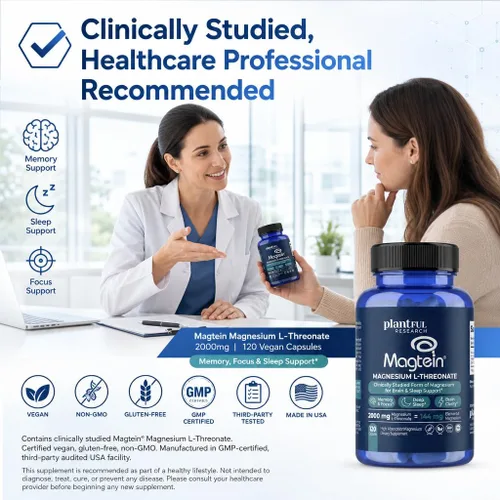 Vista 9 de Magnesio L-treonato 2000mg Cápsulas con Magteína, 120 Ct - Sueño