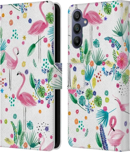 Vista 64 de Head Case Designs Officially Licensed Ninola Brushstrokes Black Summer Patterns Leather Wallet Case Compatible with Samsung Galaxy A07 4G