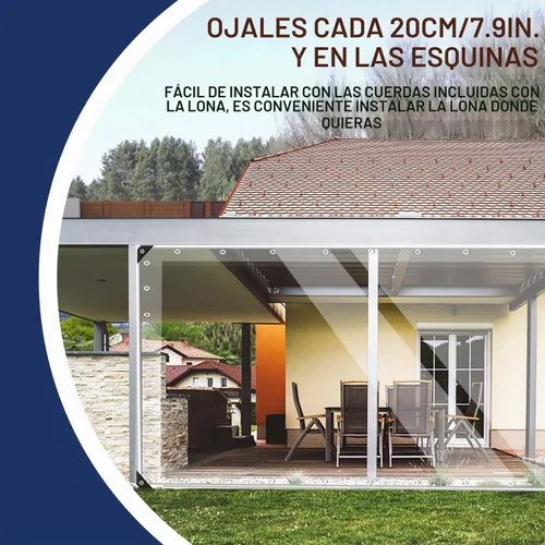 Vista 4 de Cortina Transparente para Exteriores de 20oz, Cortina de Panel Transparente de PVC Vinilo para Exteriores, Cortina para Exteriores Resistente a