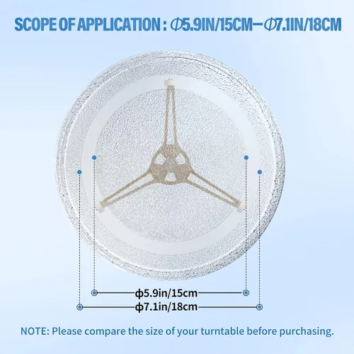 Vista 4 de Juego de 2 platos giratorios para horno de microondas de triple brazo, bandeja de vidrio para horno de microondas, anillo de soporte de rodillo