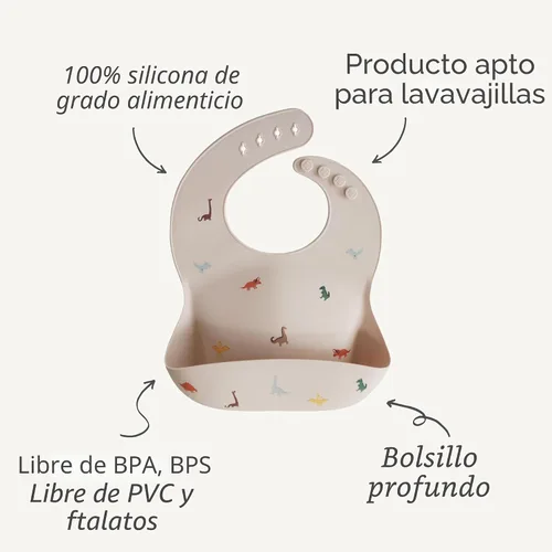 Vista 8 de Mushie - Babero de silicona para bebé, ajustable y resistente al agua (abejas) De 4 a 24 meses, lavable a máquina, correa ajustable