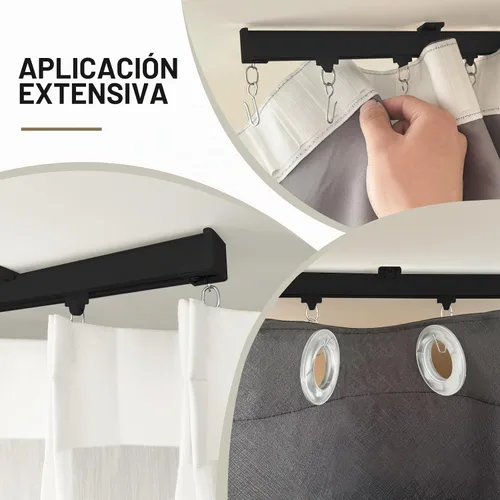 Vista 6 de Hoeflife Rieles para Cortinas de Techo, Riel para Cortinas de Montaje en Pared, Riel para Cortinas de Montaje en Techo de Servicio Pesado, Barra