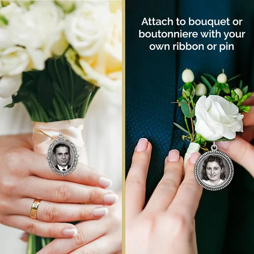 Vista 4 de Juego de 2 adornos vintage para ramo de boda nupcial, incluye software de ajuste de fotos adicional