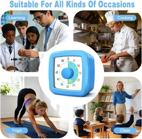 Vista 6 de 60-Minute Countdown for Classroom Office Kitchen Visual Timer for Kids, Desk Timer Kids Time Management Tools with Beautiful Pattern Design