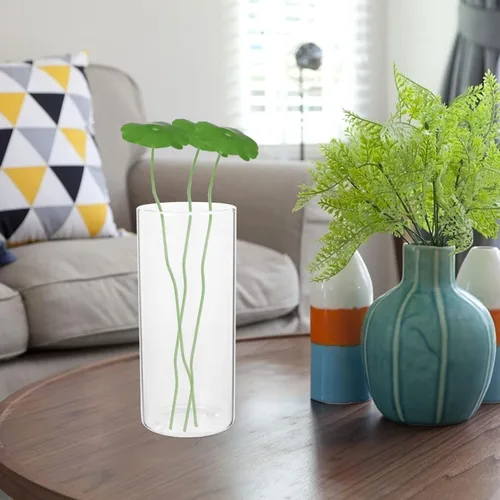 Vista 6 de Veemoon 3 jarrones cilíndricos de vidrio, candelabros transparentes para escritorio, floreros de mesa de boda, centros de mesa, decoración de jarrón