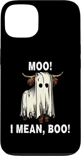 Vista 7 de iPhone 16 Funny Ghost Highland Cow Halloween Moo I Mean Boo Men Women Case