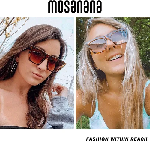 Vista 2 de mosanana Gafas de sol cuadradas con diseño de ojo de gato para mujer, modelo de estilo moderno-SHINE