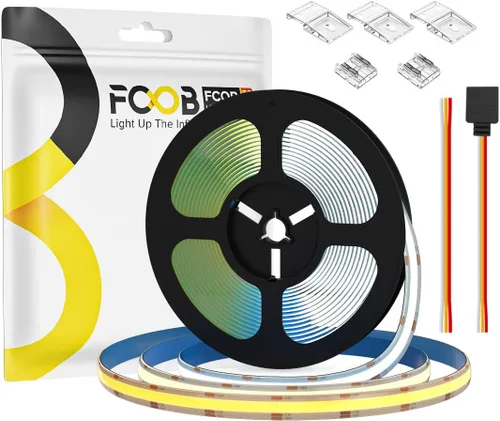 Vista 9 de COB CCT - Tira de luces LED de 6.56 pies, 5 V, USB, sintonizable, blanco, 2700K-6500K, tiras CCT regulables con control remoto RF, CRI90+ 0.394