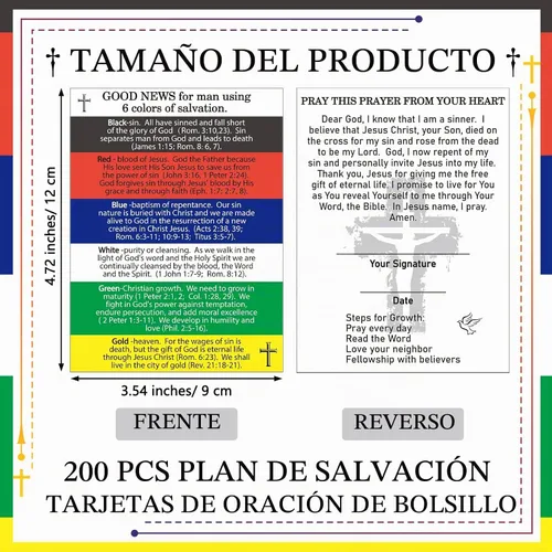 Vista 2 de Zhanmai 200 tarjetas de oración de salvación de tratados evangélicos, plan