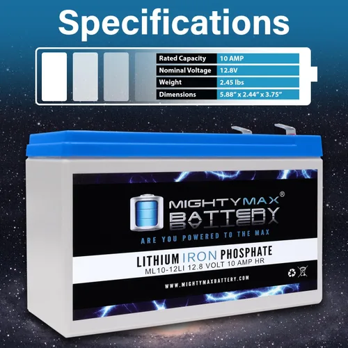 Vista 3 de Mighty Max Battery Batería de repuesto de litio de 12V 10AH compatible con Razor Dune Buggy 25143511-2