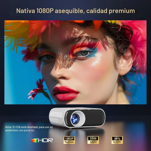Vista 7 de [Usado] Proyector 4K con GoogIe TV, proyector Goiaey 2000 ANSI con WiFi y Bluetooth, aplicaciones oficiales integradas, GoogIe Voice, DoIby Audio