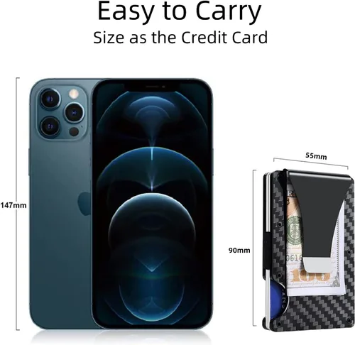 Vista 6 de Comkey Billeteras minimalistas para hombre - Walle de fibra de carbono - Cartera RFID para hombre, Fibra de carbono, Minimalista