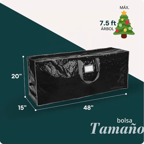 Vista 3 de Bolsa de almacenamiento para árbol de Navidad - Almacena un árbol de Navidad artificial de 7.5 pies, material impermeable duradero, bolsa