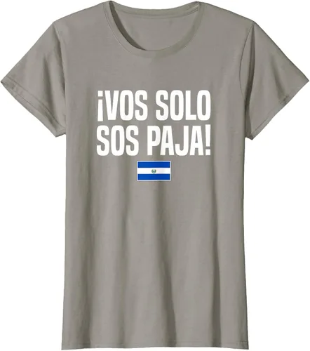 Vista 79 de Camiseta Vos Solo Sos Paja Salvadoran Slang Bandera de El Salvador, Negro