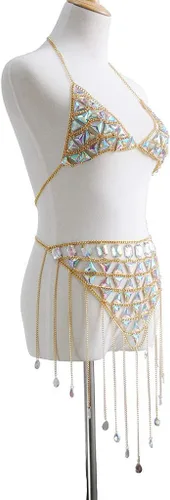 Vista 3 de Cadena corporal sexy para mujer Dorado