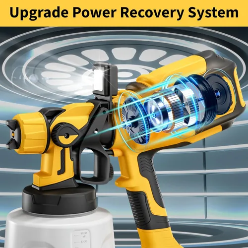 Vista 9 de Pulverizador de pintura con luz LED, pistola de pintura de 1000 W con juntas de limpieza y soplado, pistola de pintura en aerosol de 47.3 fl oz