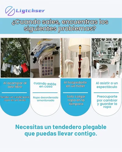 Vista 6 de Ligtchser Perchero Portátil de Viaje, Perchero Plegable de Ropa para Baile, Viajes, Camping, Secado, RV, Interior, Exterior. Un Mini Perchero de Azul