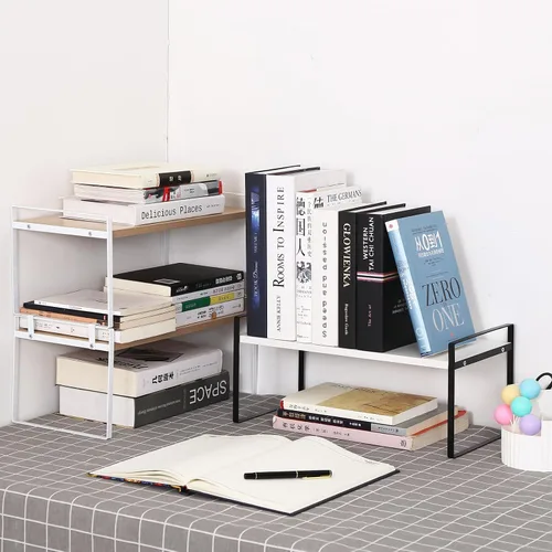 Vista 8 de YGYQZ - Organizador de escritorio de madera para oficina - Suministros de escritorio, lindo tocador, estante de almacenamiento y organización