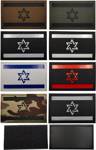 Vista 4 de Parche de bandera de Israel reflectante infrarrojo infrarrojo israelí, bandera de país israelí, combate, bolsa judía, uniforme militar, emblema