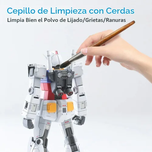 Vista 3 de Juego de 3 cepillos de limpieza modelo (mango de madera de alta calidad), cepillo suave para plumero, cepillo de polvo de modelo profesional