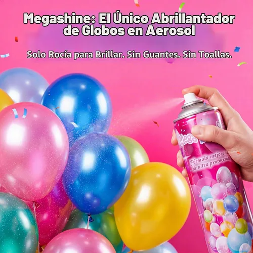 Vista 2 de Novedades Peyma Mega Shine - Aerosol de brillo para globos, esmalte de silicona de 19.3 fl oz y brillo para globos de látex y aluminio, brillo