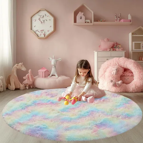 Vista 22 de Alfombra redonda beige para dormitorio: alfombra suave y esponjosa de 4 x 4 pies para sala de estar, alfombra redonda de felpa peluda