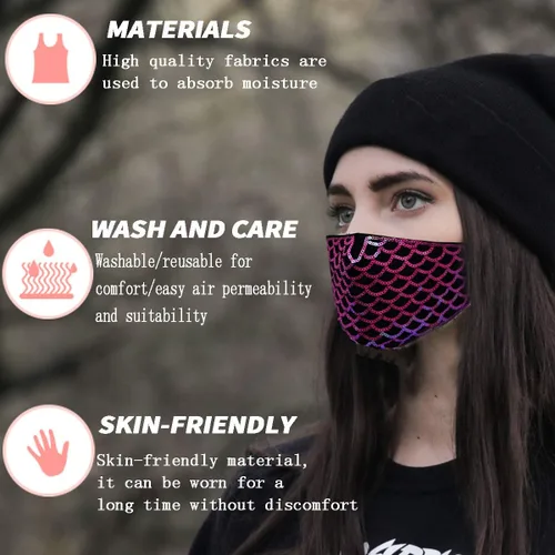 Vista 6 de Uoudio - Cubrebocas con cristal y diamantes de imitación moderno y reutilizable para mujeres y mascarada