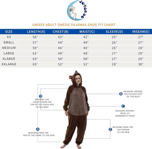 Vista 6 de COSUSKET Snug Fit Unisex Adult Onesie Pajamas Flannel Cosplay Animal One Piece Halloween Costume Sleepwear Homewear