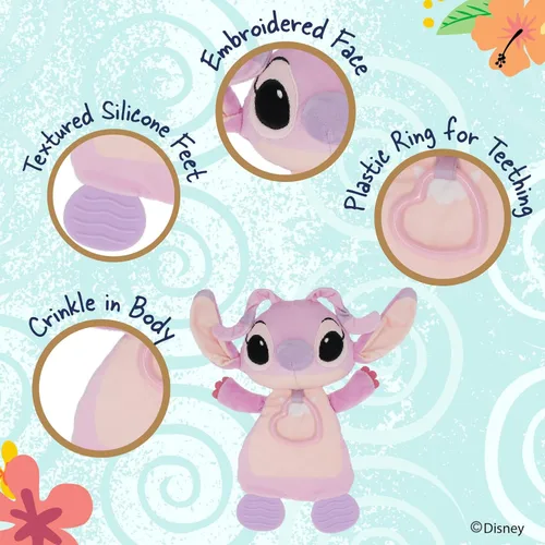 Vista 3 de Kids Preferred Disney Baby Lilo and Stitch Angel - Mordedor de peluche para bebés recién nacidos, niños y niñas, 10 pulgadas