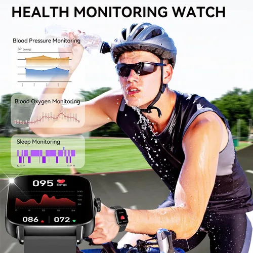 Vista 4 de Reloj inteligente para hombre (recepción de llamadas/marcación) 1.69 pulgadas HD Bluetooth Sports Fitness Tracker Watch con frecuencia cardíaca