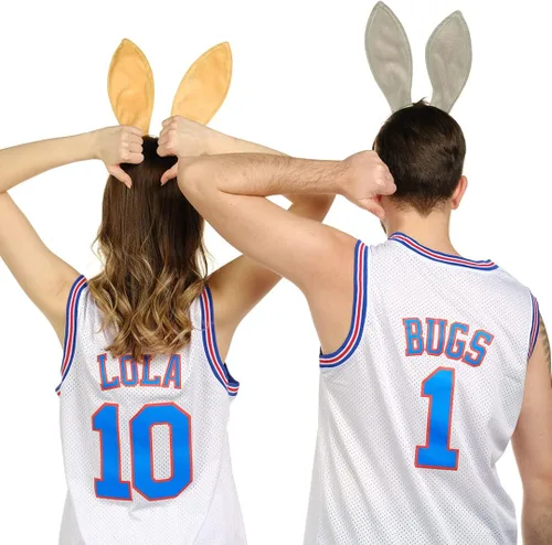 Vista 3 de Funcredible Diademas de orejas de conejo grises y suaves, diademas de orejas de conejo, accesorios de disfraz de conejo, orejas de conejo flexibles