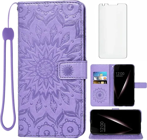Vista 8 de Funda de teléfono para LG V35 ThinQ V30 Plus con protector de pantalla de vidrio templado y cubierta abatible de cuero, soporte para tarjetas