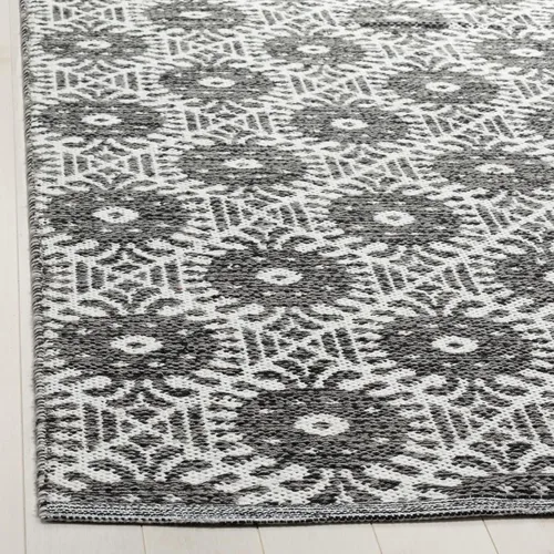 Vista 4 de Safavieh Colección Montauk - Alfombra decorativa de 2 pies 3 pulgadas x 3 pies 9 pulgadas, color negro y marfil, algodón hecho a mano, ideal