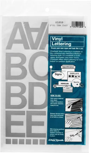 Vista 12 de Chartpak letras y números de capital vinilo autoadhesivo, 1/2 pulgadas de alto, negro, 201 por pack (01010), Blanco