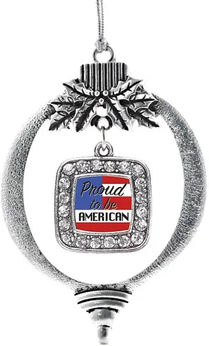 Vista 172 de Inspired Silver - Adorno con dije de reina de rodillo - Adornos navideños cuadrados de plata con joyas de circonita cúbica