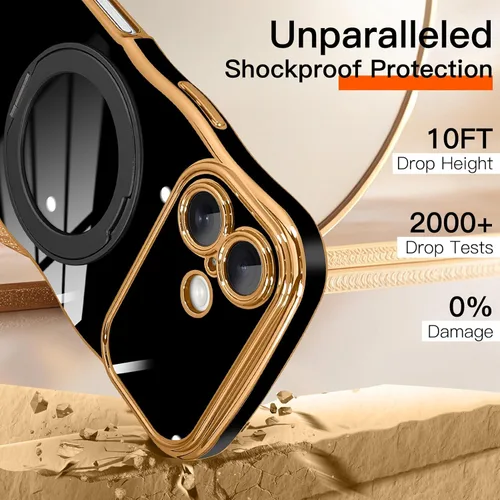Vista 4 de tharlet for iPhone 17 Case Black with 360° Spin Magnetic Stand
