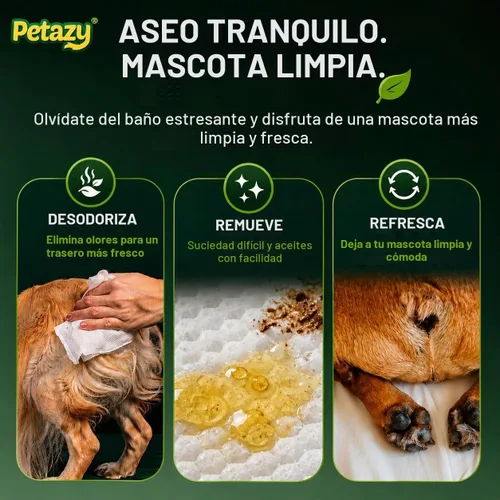 Vista 8 de Petazy Toallitas para mascotas XL para perros y gatos, sin perfume, 72