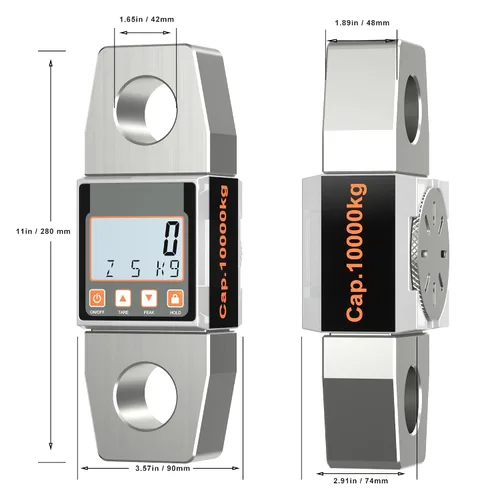Vista 5 de Báscula de grúa de alta resistencia de 22,046.2 lbs/10T LCD dinamómetro digital de alta precisión para prueba de tracción/medición de tensión