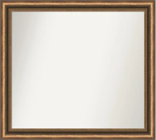 Vista 10 de Amanti Art Espejo de baño de bronce para sobre fregadero, 24 x 24 pulgadas, espejo de tocador cuadrado estrecho de bronce Manhattan, marco de madera