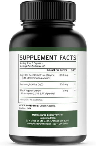 Vista 5 de DORADO NUTRITION Gomitas Shilajit para hombres y mujeres (60 gomitas) y suplemento de calostro de 1000 mg por porción