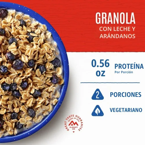 Vista 3 de Mountain House granola con leche y arándanos Comida liofilizada para mochileros y camping Pack de 6
