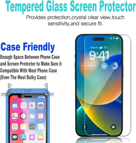Vista 6 de STARSHOP Funda compatible con iPhone 14 Pro Max, con [protector de pantalla de vidrio templado incluido] Funda de diamante de arena movediza