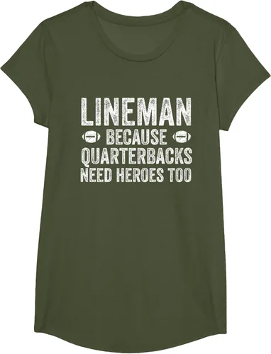 Vista 88 de Lineman Because Quarterbacks Need Heroes Camiseta de fútbol linieros S Negro