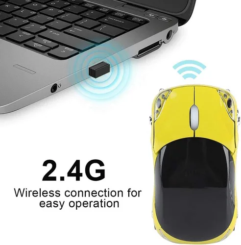 Vista 3 de ASHATA Ratón inalámbrico de 2.4 G para automóvil con receptor USB, linda computadora óptica de 1600 DPI para PC, portátil, tableta, compatible