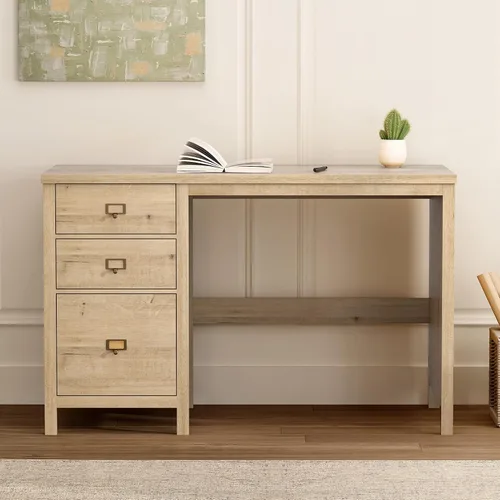 Vista 6 de EYYTHUNG Escritorio ejecutivo con cajones, escritorio moderno de madera para oficina en casa con cajón de archivos, escritorio de computadora