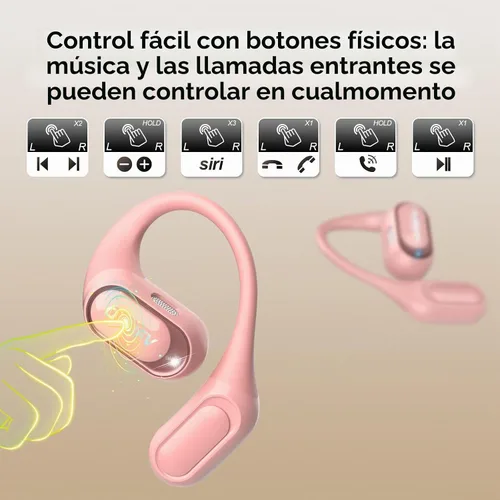 Vista 9 de Auriculares de oreja abierta, auriculares de traducción AI en tiempo Rosa